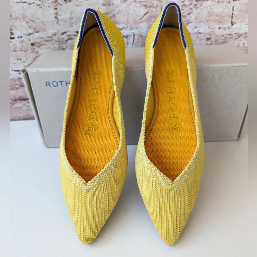 Rothy's Sunshine Yellow 'The Point' women's flats shoes - Picture 1 of 16